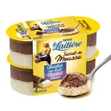 Secret de mousse duo chocolat lait/chocolat blanc, La Laitière (4 x 59 g)
