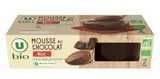 Mousse au chocolat noir, U Bio (2 x 70 g)
