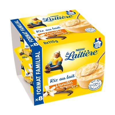 Riz au lait Vanille, La Laitière (8 x 115 g)