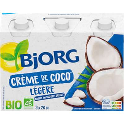 Lait de coco fluide cuisine BIO, Bjorg (3 x 200 ml)