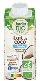 Lait de coco fluide BIO, Jardin Bio (200 ml)