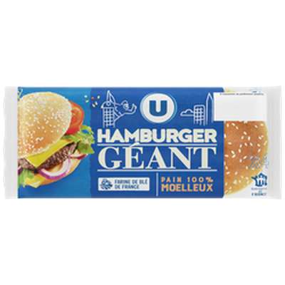 Pain à burger nature géant, U (x 4, 330 g)