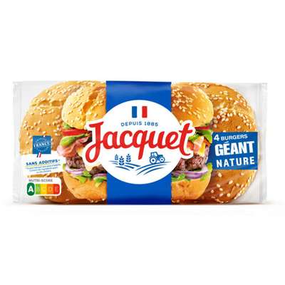 Pains burger géant nature, Jacquet (x 4, 330 g)