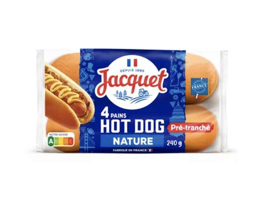 Pains à hot dog nature, Jacquet  (x 4, 240 g)