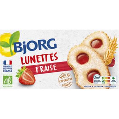 Lunettes à la fraise BIO, Bjorg (200 g)