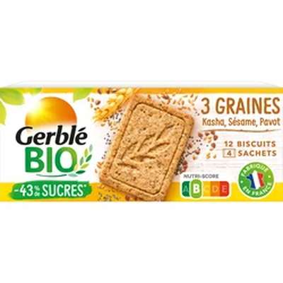 Biscuits sablés 3 graines sésame, pavot et kasha, Gerblé (132 g)