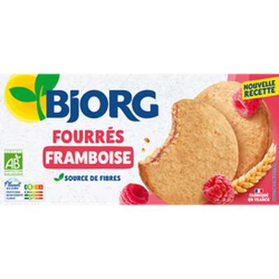 Biscuits fourrés à la framboise BIO, Bjorg (175 g)