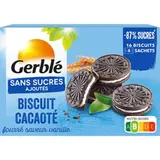 Biscuits cacaotés fourrés saveur vanille sans sucre ajouté, Gerblé (176 g)