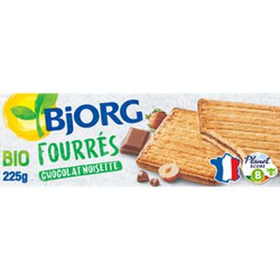 Biscuits fourrés chocolat noisette BIO, Bjorg (225 g)
