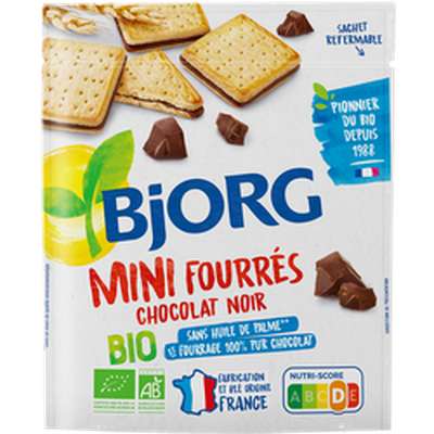 Biscuits mini fourrés chocolat noir BIO, Bjorg (180 g)