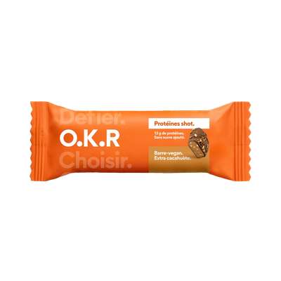 Barre enrobée protéines Shot Extra Cacahuètes Vegan, O.K.R (55 g)