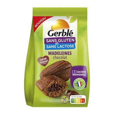 Madeleine chocolat sans gluten et lactose, Gerblé (200 g)