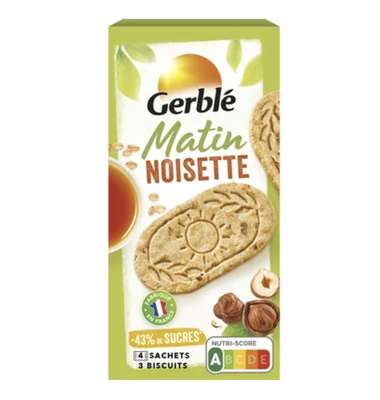 Biscuits matin aux céréales et noisettes, Gerblé   (200 g)