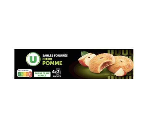Biscuits Sablés fourrés coeur pomme, U (100 g)