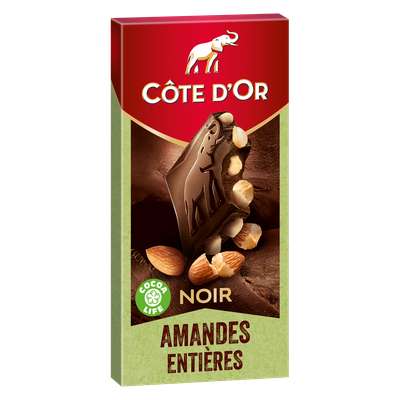 Chocolat noir aux amandes entières, Côte d'Or (180 g)