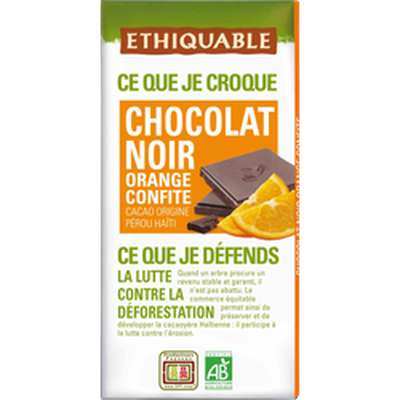Chocolat noir et orange confite BIO, Ethiquable (100 g)