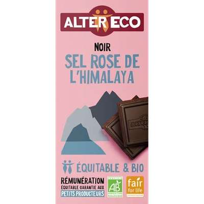 Chocolat noir au sel rose de l'Himalaya BIO, Alter Eco (100 g)