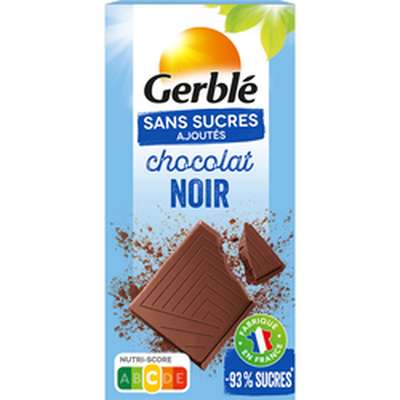 Tablette de chocolat noir glucorégul, Gerblé (80 g)