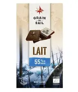 Tablette de chocolat au lait intense en cacao BIO, Grain de sail (100 g)