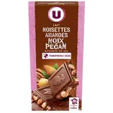 Tablette au chocolat au lait aux amandes, noisettes et noix de pécan et pointe de sel, U (200 g)
