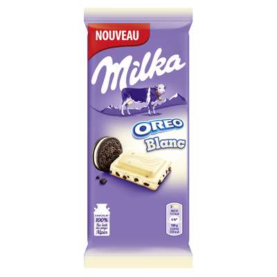 Tablettes de chocolat blanc à l'oréo, Milka (x 2 tablettes, 200 g)