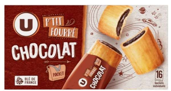 Biscuits fourrés chocolat P'tit fourré, U (x 16, 300 g)