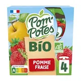 Gourdes pomme/fraise sans sucres ajoutés BIO, Pom'Potes (4 x 90 g)