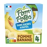 Gourdes pomme/banane sans sucres ajoutés, Pom'Potes  (4 x 90 g)