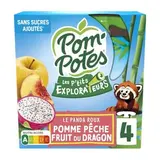 Les p'tits explorateurs pomme/pêche et fruits du dragon, Pom'Potes (4 x 90 g)