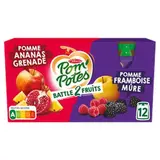 Gourdes pomme/ananas grenade, pomme/framboise mûres, Pom'Potes (12 x 90 g)