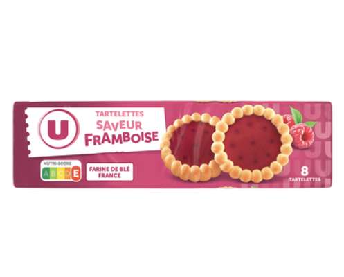 Tartelettes rondes saveur framboise, U (x 8, 150 g)