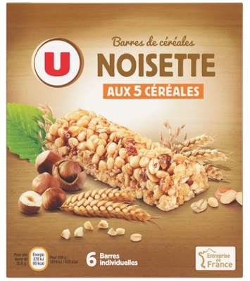 Barre de céréales noisettes, U (x 6)