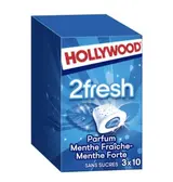 Chewing-gums 2 Fresh menthe fraîche/menthe forte sans sucres, Hollywood (3 x 10)
