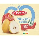 Compote pomme poire sans sucres ajoutés & sans conservateur, Materne (4 x 100 g)