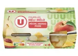 Coupelles Méli mélo de fruits à la pêche, poire et ananas, U (x 4, 260 g)