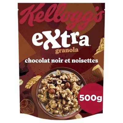 Extra Granola chocolat noir et noisettes, Kellogg's (500 g)