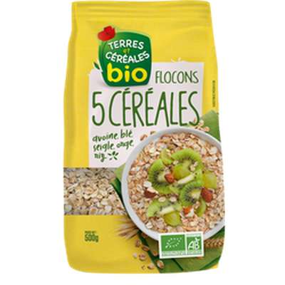 Flocons 5 céréales BIO, Terres & Céréales (500 g)