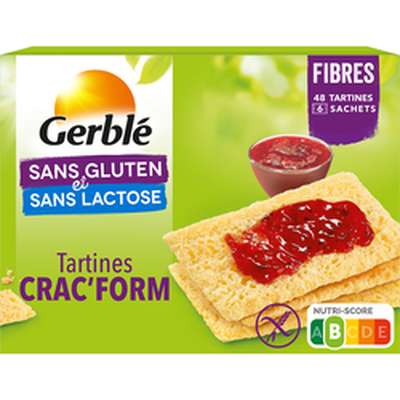 Biscottes sans gluten & lactose, Gerblé (250 g)