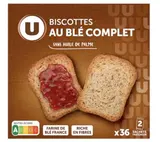 Biscottes au blé complet, U (x 36, 300 g)