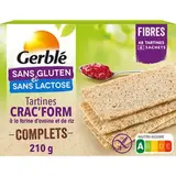 Tartines crac'form à la farine d'avoine et de riz complets sans gluten, Gerblé (210 g)