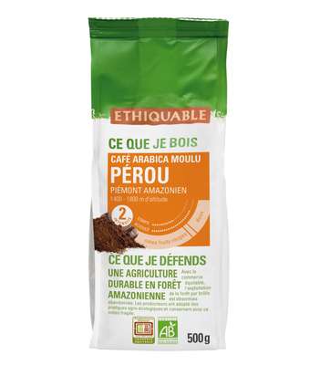 Café moulu Pérou BIO, Ethiquable (500 g)