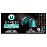 Café capsules espresso lungo décaféiné compatible Nespresso, U (x 10)