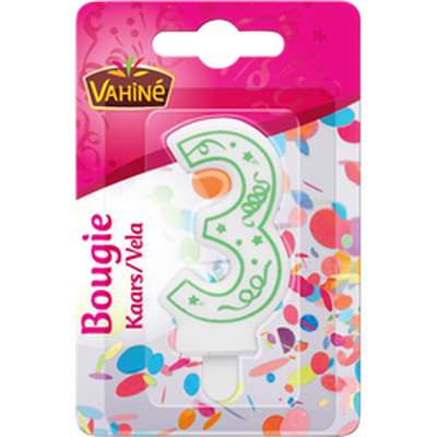 Bougie d'anniversaire chiffre n°3, Vahiné (x 1)