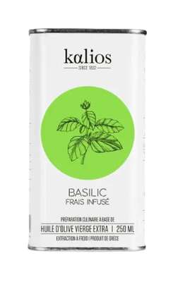 Huile d'olive infusée au basilic, Kalios (25 cl)