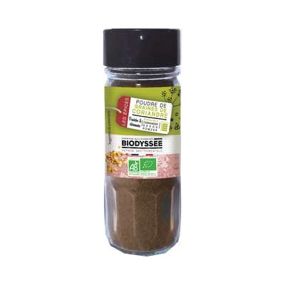 Coriandre en poudre, flacon en verre BIO, Biodyssée (35 g)