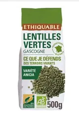 Lentilles vertes de Gascogne BIO, Ethiquable (500 g)