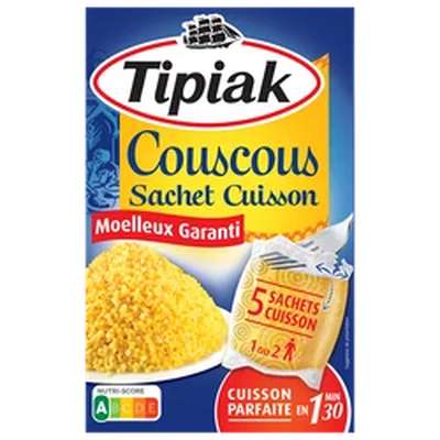 Graine de couscous en sachet cuisson, Tipiak (5 x 100 g)