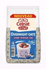 Overnight oats porridge myrtilles BIO, Celnat (300 g)