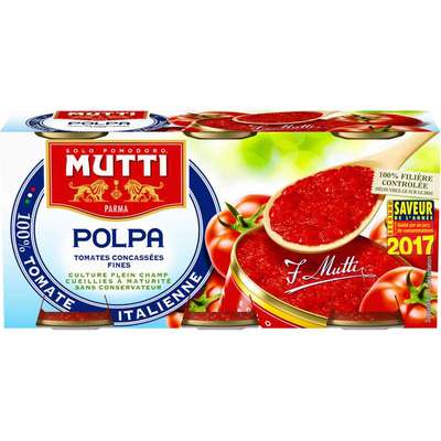 Polpa tomates concassées fines, Mutti (3 x 400 g)