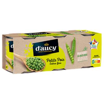 Petits pois extra-fins, d'Aucy (3 x 140 g)